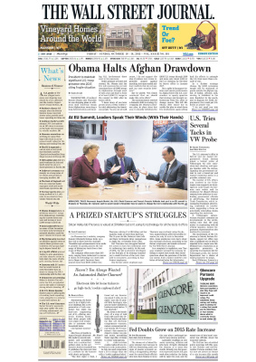 The Wall Street Journal 2015 №181 vol. XXXIII October 16-18 (Europe Edition)