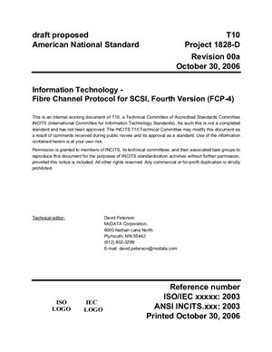 Fibre Channel Protocol for SCSI, Fourth Version (FCP-4). Revision 00a. October 30, 2006.