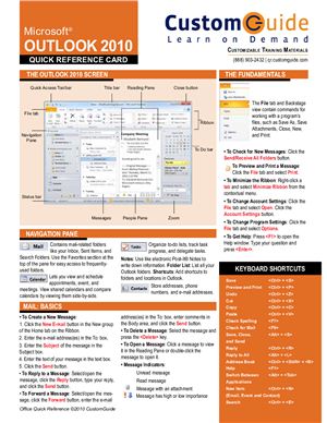 Шпаргалка - Outlook 2010 Quick Reference Card