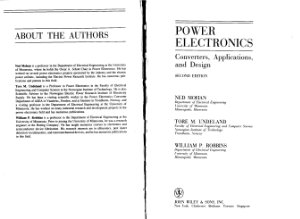 Ned Mohan, Tore M. Undeland. Power Electronics. Converters Applications and Design