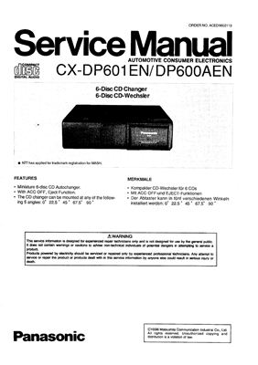 Автомагнитола PANASONIC CX DP601EN DP600AEN