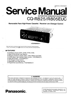 Автомагнитола Panasonic CQ R825 R805EUC