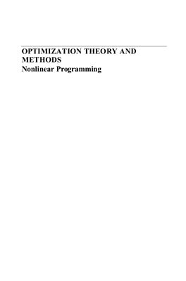 Sun W., Yuan Y.-X. Optimization Theory and Methods. Nonlinear Programming