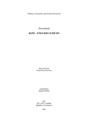 Jones R. Provisional Kom-English Lexicon