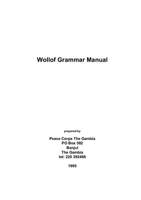 Peace Corps. Wollof Grammar Manual