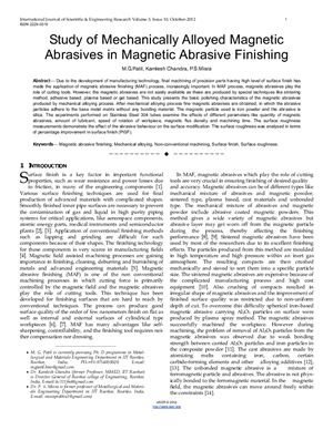 Patil M.G., Chandra K., Misra P.S. Study of mechanically alloyed magnetic abrasives in magnetic abrasive finishing