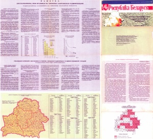 Обзорно-топографическая карта Республики Беларусь с данными радиационного загрязнения в результате аварии на ЧАЭС