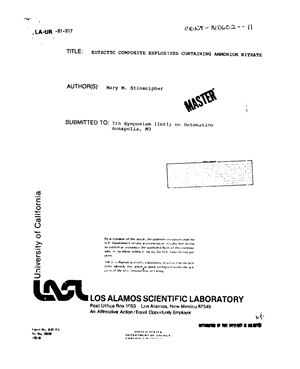 Stinecipher M.M. Eutectic composite explosives containing ammonium nitrate
