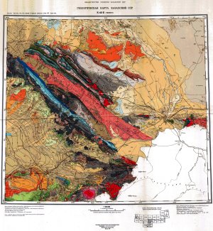 Геологическая карта Казахской ССР, 1: 500 000. K-42-Б Чимкент