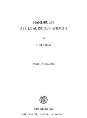 Senn Alfred. Handbuch der litauischen sprache