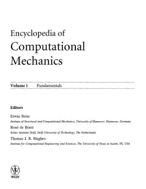 Stein E., de Borst R., Hughes T.J.R. Encyclopedia of Computational Mechanics, Volume 1, Fundamentals