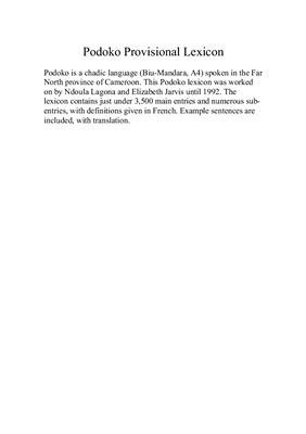 Lagona N., Jarvis E. Podoko-English-French Lexicon
