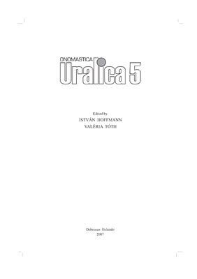Hoffmann I., Tóth V. (ред.) Onomastica Uralica 5