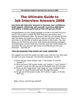 Firestone Bob. The Ultimate Guide to Job Interview Answers