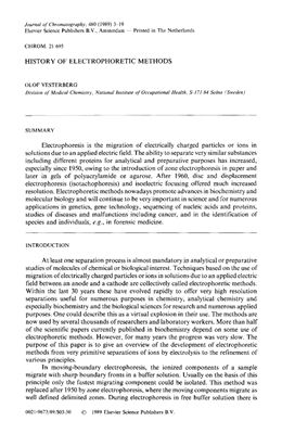 Vesterberg O. History of electrophoretic methods