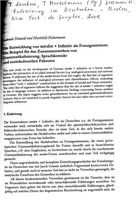 Diewald G., Habermann M. Die Entwicklung von werden + Infinitiv als Futurgrammem. Ein Beispiel für das Zusammenwirken von Grammatikalisierung, Sprachkontakt und sozikulturellen Faktoren
