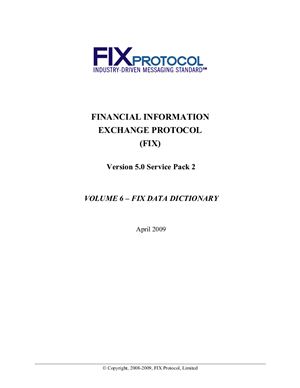 FIX (Financial Information eXchange) протокол версии 5.0 SP2