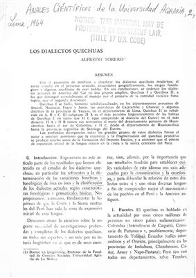 Torero A. Los dialectos quechuas