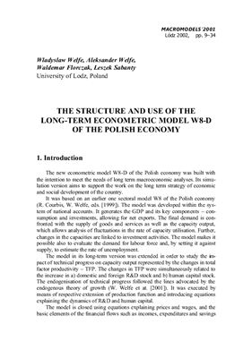 The structure and use of the long-term econometric model W8-D of the polish economy