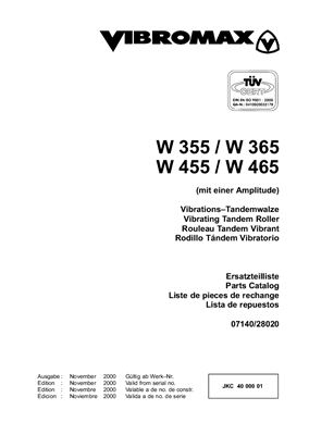 Каток вибрационный JCB Vibromax W 355 / W 365 / W 455 / W 465. Parts Catalog (Каталог запасных частей)