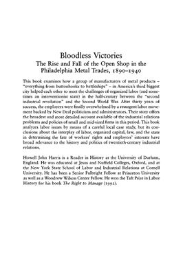 Harris Howell John. Bloodless Victories: The Rise and Fall of the Open Shop in the Philadelphia Metal Trades, 1890-1940