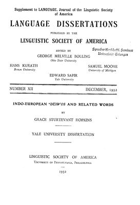 Hopkins Grace S. Indo-European *deiwos and Related Words