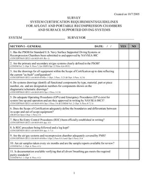 Hyperbaric Chamber Certification Checklist