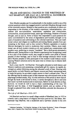 Benson R. Steven. Islam and Social Change in the Writings of Ali Shariati: His Hajj as a Mystical Handbook for Revolutionaries