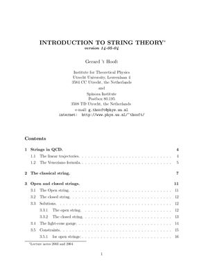 Hooft G. Introduction to string theory