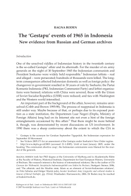 Boden R. The Gestapu events of 1965 in Indonesia: New evidence from Russian and German archives