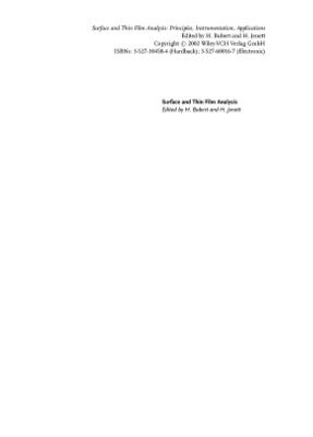 Bubert H., Jenett H.(Eds.) Surface and thin film analysis: principles, instrumentation, applications