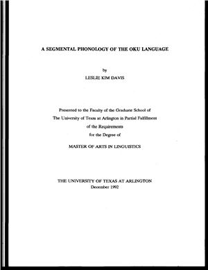 Davis L.K. A Segmental Phonology of the Oku Language