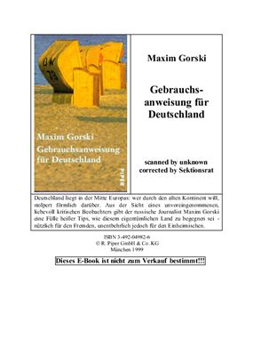 Gorski Maxim. Инструкция по применению: Германия (на немецком). Gebrauchsanweisung für Deutschland