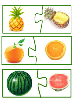 Овощи и фрукты в разрезе. Пазлы