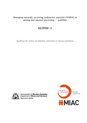 Managing naturally occurring radioactive material (NORM) in mining and mineral processing guideline
