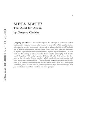 Chaitin G.J. Meta Math! : The Quest for Omega