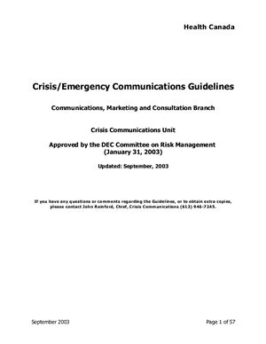 Руководство - Crisis Emergency сommunications guidelines (Communications, marketing and consultation branch)