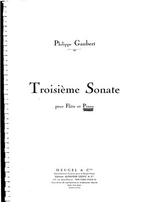 Gaubert F. Troisieme Sonate. Ноты для флейты