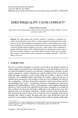 Cramer Christopher. Does inequality cause conflit?