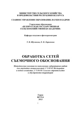 Шулякова Т.В., Ларионова Е.В. Обработка сетей съемочного обоснования