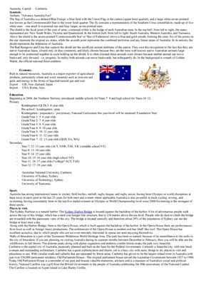 General information about Australia. Общая информация об Австралии на английском языке