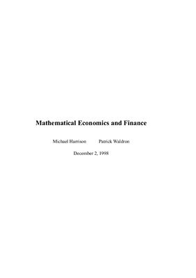 Harrison M., Waldron P. Mathematical Economics and Finance