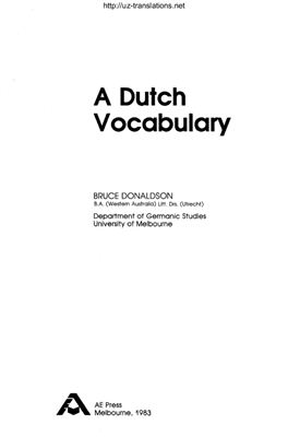 Donaldson B.C. A Dutch Vocabulary