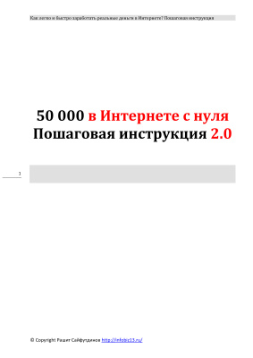 Сайфутдинов Рашит. 50 000 в Интернете с нуля. Пошаговая инструкция 2.0