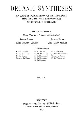 Organic syntheses. Vol. 03, 1923