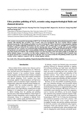 Kima D. (et al.) Ultra precision polishing of Si3N4 ceramics using magnetorheological fluids and diamond abrasives