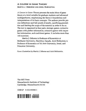 Martin Osborne, Ariel Rubinstein (Мартин Осборн, Ариел Рубенштейн) - A Course in Game Theory (Курс теории игр)