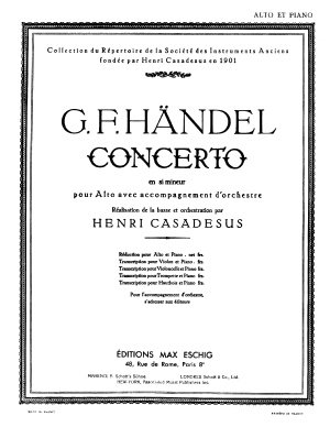 Händel G.F. Concerto en si mineur pour alto avec accompagnement d'orchestre