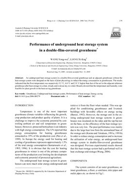 Wang Y., Liang X. Performance of underground heat storage system in a double-film-covered greenhouse (Характеристики подземного аккумулятора тепла в теплице с двойным пленочным покрытием)