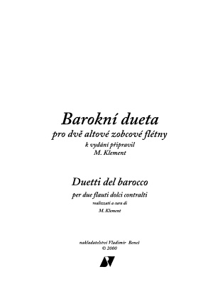 Klement M. (red.) Barokní dueta pro dvě altové zobcové flétny